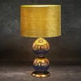 Lampa stołowa SABRINA na szklanej podstawie ze złoto-granatowego szkła z welwetowym abażurem - ∅ 36 x 61 cm - musztardowy 3
