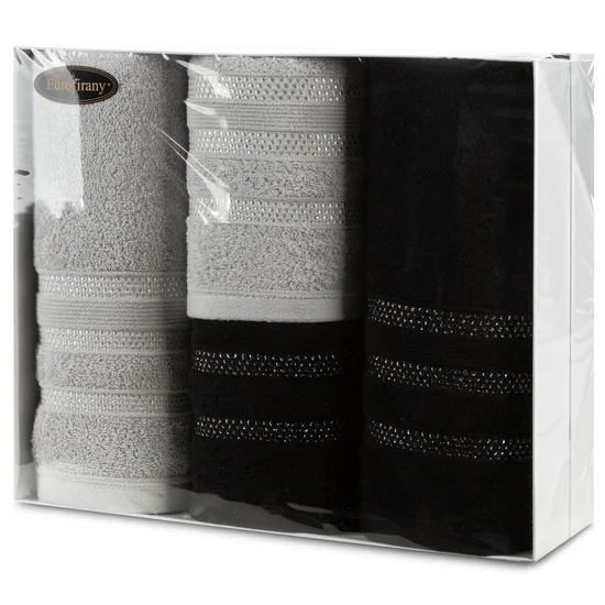 Zestaw prezentowy - komplet 4 szt ręczników na każdą okazję - 35 x 30 x 5 cm - czarny