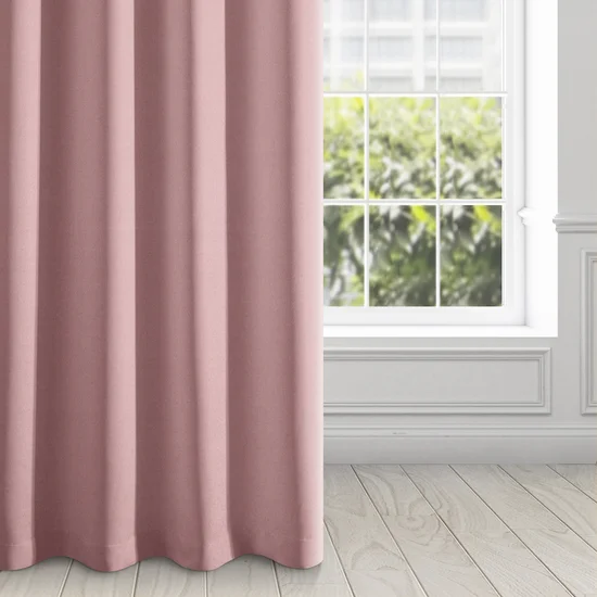 Zasłona ADELAIDE z miękkiej tkaniny o zamszowym chwycie z drobnym strukturalnym wzorem - 140 x 250 cm - różowy