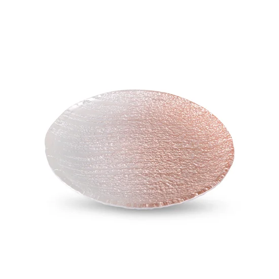 Patera ABRA ze szkła artystycznego cieniowana biało-różowa - ∅ 16 x 2 cm - biały