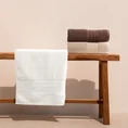 Ręcznik bawełniany ROSITA o ryżowej strukturze z żakardową bordiurą z geometrycznym wzorem, brązowy - 30 x 50 cm - brązowy 4