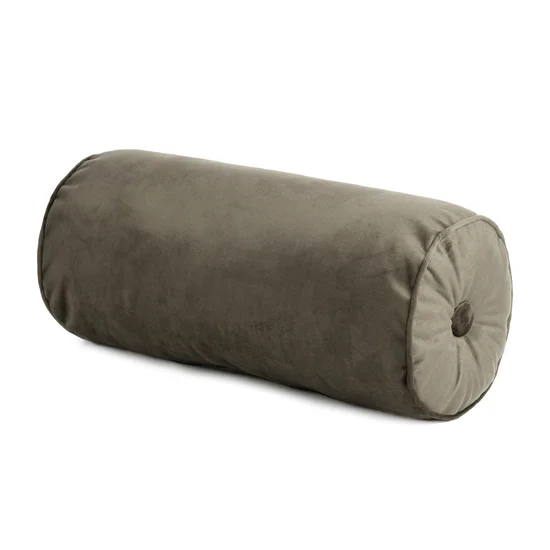 Poduszka w kształcie walca z miękkiego welwetu z wypełnieniem - 20 x 45 cm - beżowy