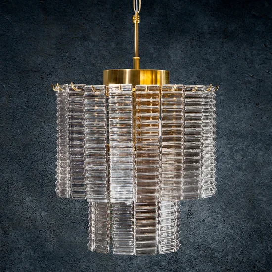 Lampa DALIA z prostokątnymi szklanymi zawieszkami - ∅ 32 x 40 cm - złoty
