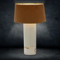 Lampka stołowa EBRU na ceramicznej podstawie w formie walca z abażurem z matowej tkaniny - 16 x 9 x 65 cm - biały 1