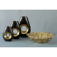 Wazon ceramiczny MIRA z otworem czarno-złoty - 17 x 8 x 25 cm - czarny 5
