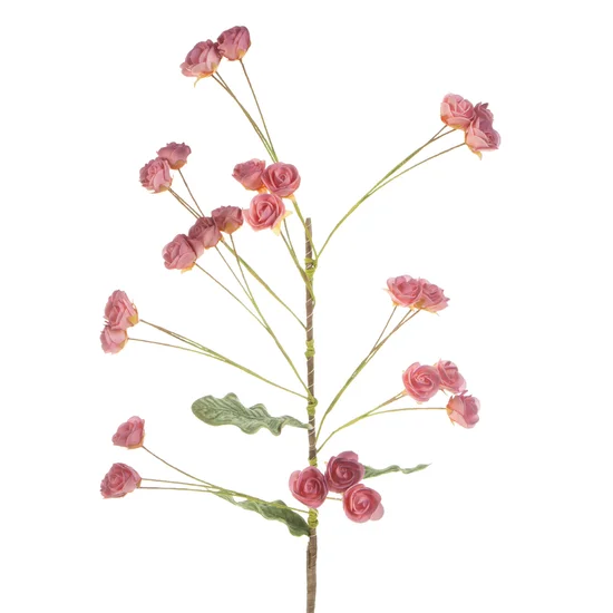 RÓŻYCZKI gałązka, kwiat sztuczny dekoracyjny z pianki foamiran - dł. 92 cm dł. z kwiatami 51 cm śr. kwiat 3 cm - ciemnoróżowy