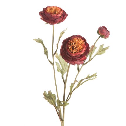 JASKIER kwiat sztuczny dekoracyjny z płatkami z jedwabistej tkaniny 52 cm bordowy