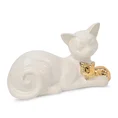 Kot - figurka ceramiczna biało-złota - 22 x 9 x 13 cm - biały 1