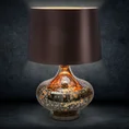 Lampa stołowa KIARA na szklanej podstawie z przecieranego szkła czarno-brązowa z welwetowym  abażurem - ∅ 38 x 64 cm - brązowy 1