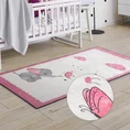 Dywan BABY do pokoju dziecięcego z motywem słonika i różowych chmurek - 80 x 150 cm - kremowy 3