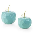 Figurka ceramiczna APEL - jabłko o geometrycznych kształtach - 16 x 16 x 13 cm - niebieski 2