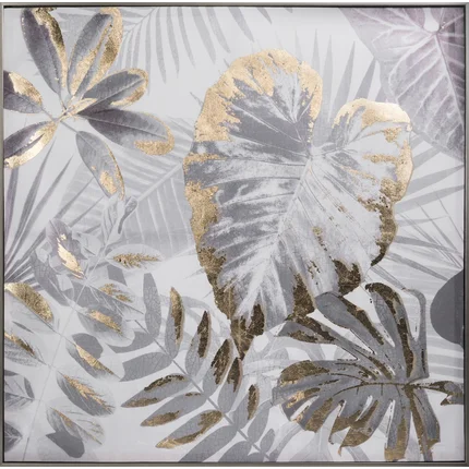 Obraz TROPIC nadruk na płótnie ze złotymi elementami Obraz TROPIC nadruk na płótnie ze złotymi elementami - 82 x 82 cm