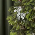 Zimowa gałązka z listeczkami obsypana srebrnym brokatem - długość 20 cm - srebrny 1