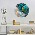 Dekoracyjny zegar ścienny w stylu nowoczesnym ze szklaną tarczą - 40 x 5 x 40 cm - turkusowy 2