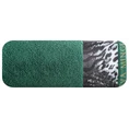EWA MINGE Ręcznik AGNESE  z bordiurą zdobioną designerskim nadrukiem z motywem zwierzęcym - 70 x 140 cm - butelkowy zielony 3