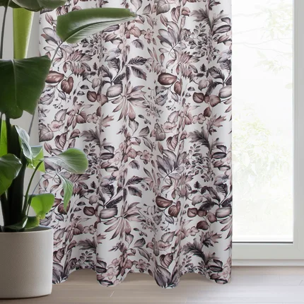 Zasłona HANA z miękkiego welwetu z motywem liści i kwiatów Zasłona HANA z miękkiego welwetu z motywem liści i kwiatów - 140 x 250 cm