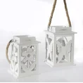 Lampion dekoracyjny drewniany - 13 x 13 x 21 cm - biały 2