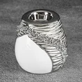 Świecznik ceramiczny ADONA zdobiony wytłaczanym wzorem i lśniącymi kryształkami - 10 x 10 x 10 cm - biały 1