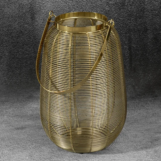 Lampion dekoracyjny MELA złoty z metalu - ∅ 22 x 33 cm - złoty