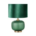 Lampa dekoracyjna na ceramicznej podstawie z welwetowym abażurem - ∅ 33 x 50 cm - zielony 3