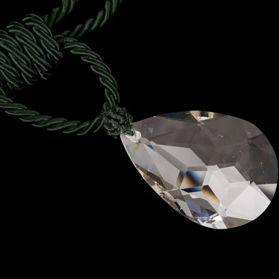 Dekoracyjny sznur do upięć z kryształem - 53 cm - ciemnozielony