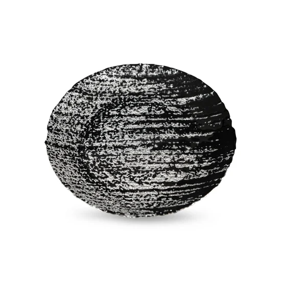 Misa ADELA z czarnego szkła artystycznego przecierana srebrem - ∅ 21 x 2 cm - czarny