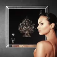Dekoracja ścienna TELA 1 w stylu glamour z efektem 3D z elementami lustra i kryształów, symbol pik - 60 x 3 x 60 cm - srebrny 7