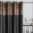 Zasłona z welwetu z ozdobnym pasem z miedzianym połyskiem w górnej części - 140 x 250 cm - czarny 1