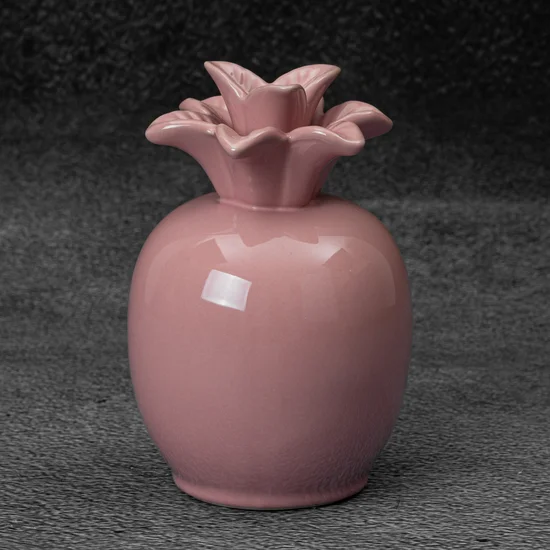 Ananas - figurka ceramiczna SIMONA z perłowym połyskiem - ∅ 9 x 14 cm - różowy