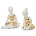 Baletnica - figurka ceramiczna biało-złota - 9 x 8 x 11 cm - biały 2
