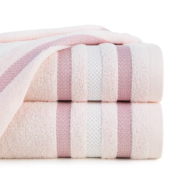 EUROFIRANY CLASSIC Ręcznik bawełniany GRACJA z ozdobną bordiurą w pasy - 30 x 50 cm - jasnoróżowy