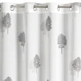 Firana z matowej etaminy zdobiona  błyszczącym nadrukiem z drzewami - 140 x 250 cm - stalowy 4