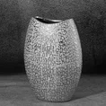 Wazon ceramiczny RISO z drobnym błyszczącym wzorem - 15 x 8 x 20 cm - srebrny 1