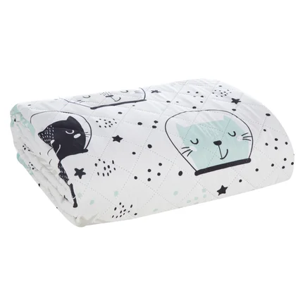 DESIGN 91 Narzuta KID 13 z nadrukiem kotków w kosmosie pikowana metodą hot press DESIGN 91 Narzuta KID 13 z nadrukiem kotków w kosmosie pikowana metodą hot press - 170 x 210 cm