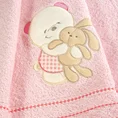 Ręcznik BABY z naszywaną aplikacją z misiem i zajączkiem - 30 x 50 cm - różowy 6