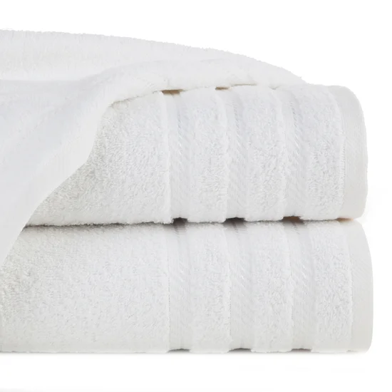 Ręcznik VITO z bawełny podkreślony żakardowymi paskami - 70 x 140 cm - biały