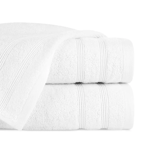 Ręcznik ALINE klasyczny z bordiurą w formie tkanych paseczków - 30 x 50 cm - biały
