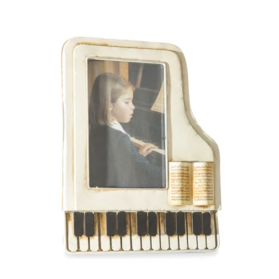 Ramka na zdjęcia KIM  fortepian w stylu retro - 18 x 2 x 23 cm - kremowy