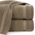 EUROFIRANY CLASSIC Ręcznik RIKI  z bordiurą w pasy miękki i puszysty, zero twist - 70 x 140 cm - brązowy 1