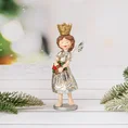 Figurka świąteczna ANIOŁEK trzymający koszyczek z bukietem kwiatów - 6 x 6 x 15 cm - srebrny 1