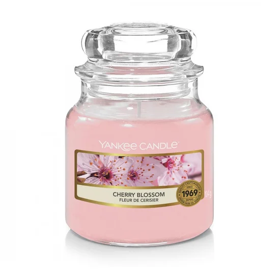 YANKEE CANDLE - Mała świeca zapachowa w słoiku - Cherry Blossom - ∅ 6 x 9 cm - jasnoróżowy