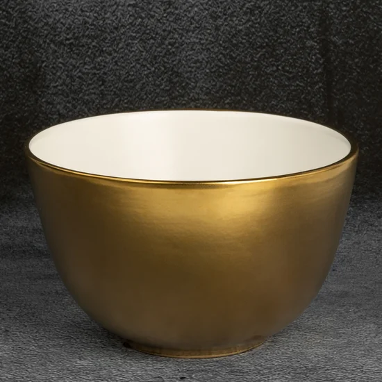 Misa ceramiczna EBRU biało-złota - ∅ 25 x 15 cm - biały