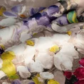 Zasłona z miękkiego welwetu z motywem malowanych pędzlem kwiatów - 140 x 270 cm - beżowy 11