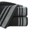 Ręcznik MERY bawełniany zdobiony bordiurą w subtelne pasy - 70 x 140 cm - czarny 1