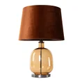 Lampa stołowa HAIDI na podstawie ze szkła z abażurem ze lśniącego welwetu - 32 x 37 x 57 cm - rudy 5