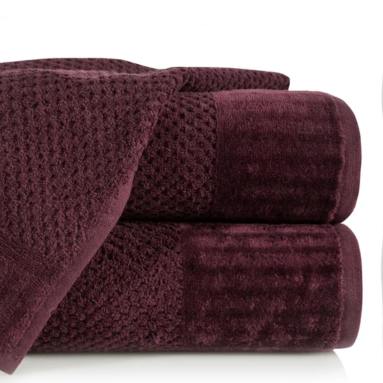 ELLA LINE Ręcznik MIKE w kolorze bordowym, bawełniany tkany w krateczkę z welurowym brzegiem - 50 x 90 cm - bordowy
