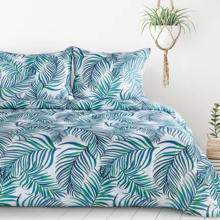 DESIGN 91 Komplet pościeli PALMS 2 z mikrowłókna z nadrukiem palmowych liści DESIGN 91 Komplet pościeli PALMS 2 z mikrowłókna z nadrukiem palmowych liści - 140 x 200 cm
