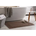 Dywanik łazienkowy NIKA z bawełny, dobrze chłonący wodę z geometrycznym wzorem wykończony błyszczącą nicią - 50 x 70 cm - brązowy 1