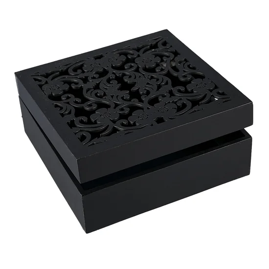 Dekoracyjna szkatułka na biżuterię FIORE - 20 x 20 x 8 - czarny