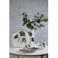 Kula ceramiczna BILOBA z motywem liści miłorzębu biało-srebrna - ∅ 10 x 9 cm - biały 5
